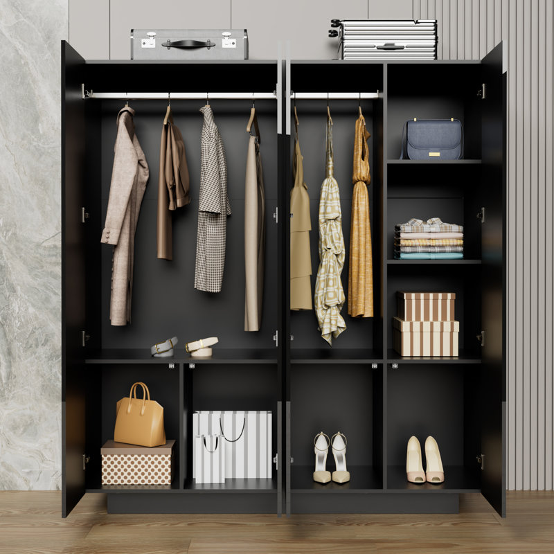 Latitude Run High Gloss Armoire With Led Light Wayfair